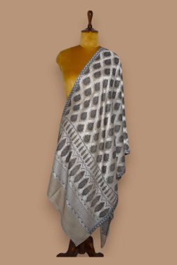 Beige and Grey Zari Work Stole