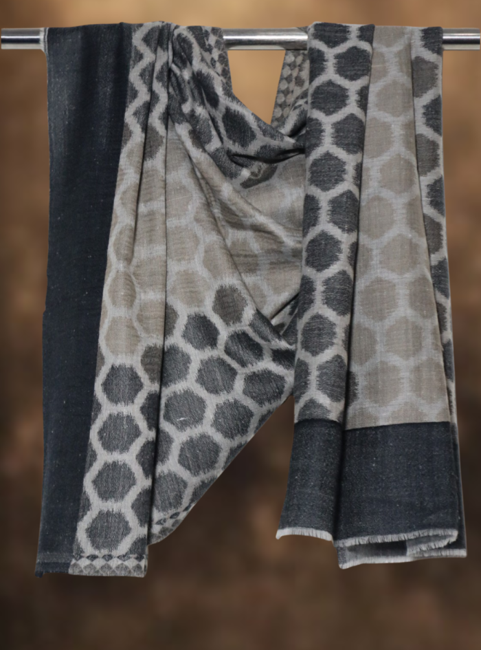 Grey & Charcoal Ikkat Stole (2)