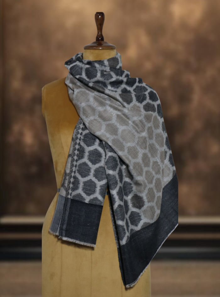 Grey & Charcoal Ikkat Stole (3)