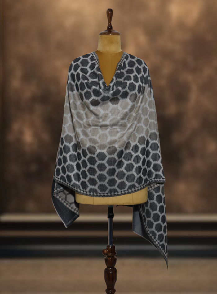 Grey & Charcoal Ikkat Stole (4)
