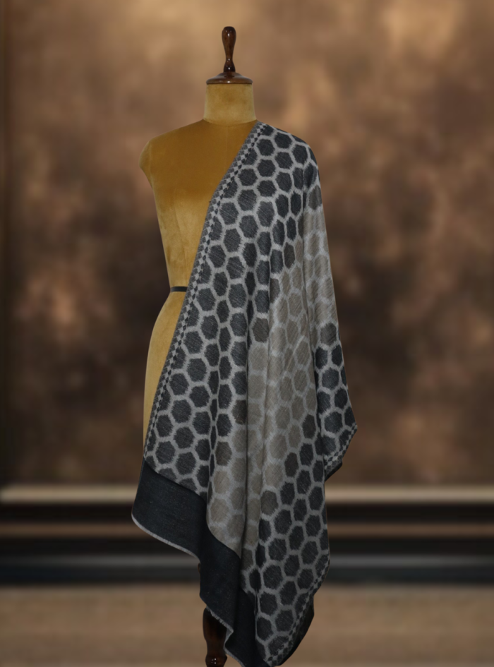 Grey & Charcoal Ikkat Stole (5)