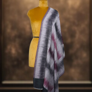 Ikkat Pashmina Stole (Grey & Plum Horizontal)