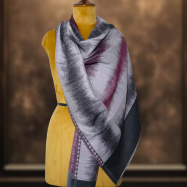 Ikkat Pashmina Stole (Grey & Plum Horizontal) (2)