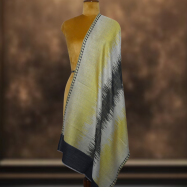Ikkat Pashmina Stole (Yellow & Grey Zigzag)