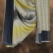 Ikkat Pashmina Stole (Yellow & Grey Zigzag) (4)