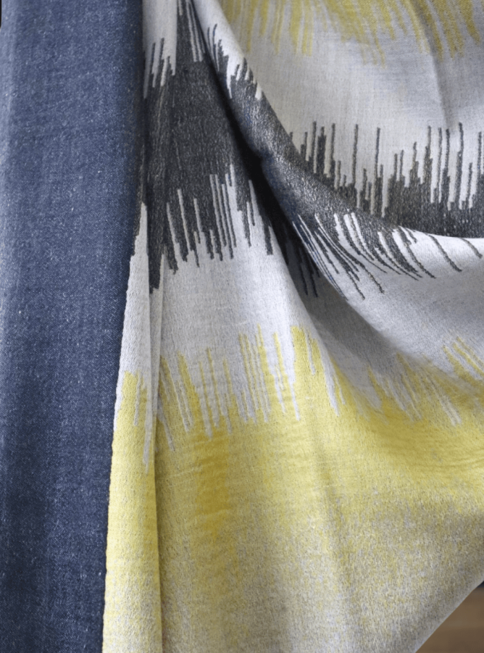 Ikkat Pashmina Stole (Yellow & Grey Zigzag) (5)
