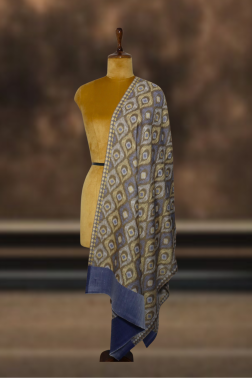 Indigo & Olive Diamond Ikkat Stole