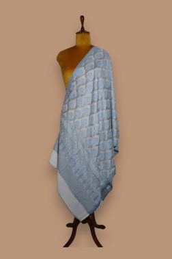Sky Blue and Beige Zari Work Stole