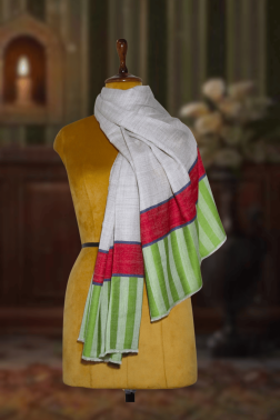 Green Kani Stripe Palla Cashmera Fine Wool Stole