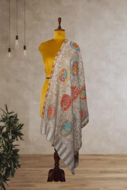 Beige Kohinoor Design Kani Weave Stole