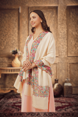 Papermachie Embroidered Pashmina Shawl