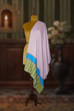 Light Green Kani Stripe Palla Cashmera Fine Wool Stole