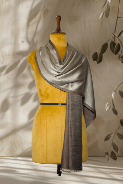 Reversible Brown Beige Silk Stole
